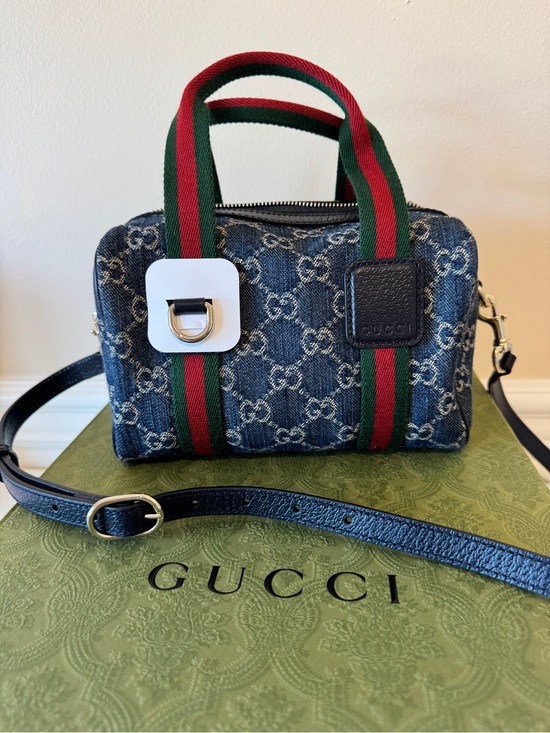 Gucci Handbags - Gucci Denim Crossbody Top Handle Bag
